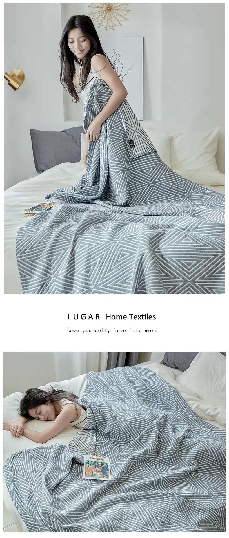 Decorative Bed Throw Blankets Scandinavian Style Muslin Gauze Bedspreads On The Beds Sofa Covers Couple Bedding Quilt 200*230cm