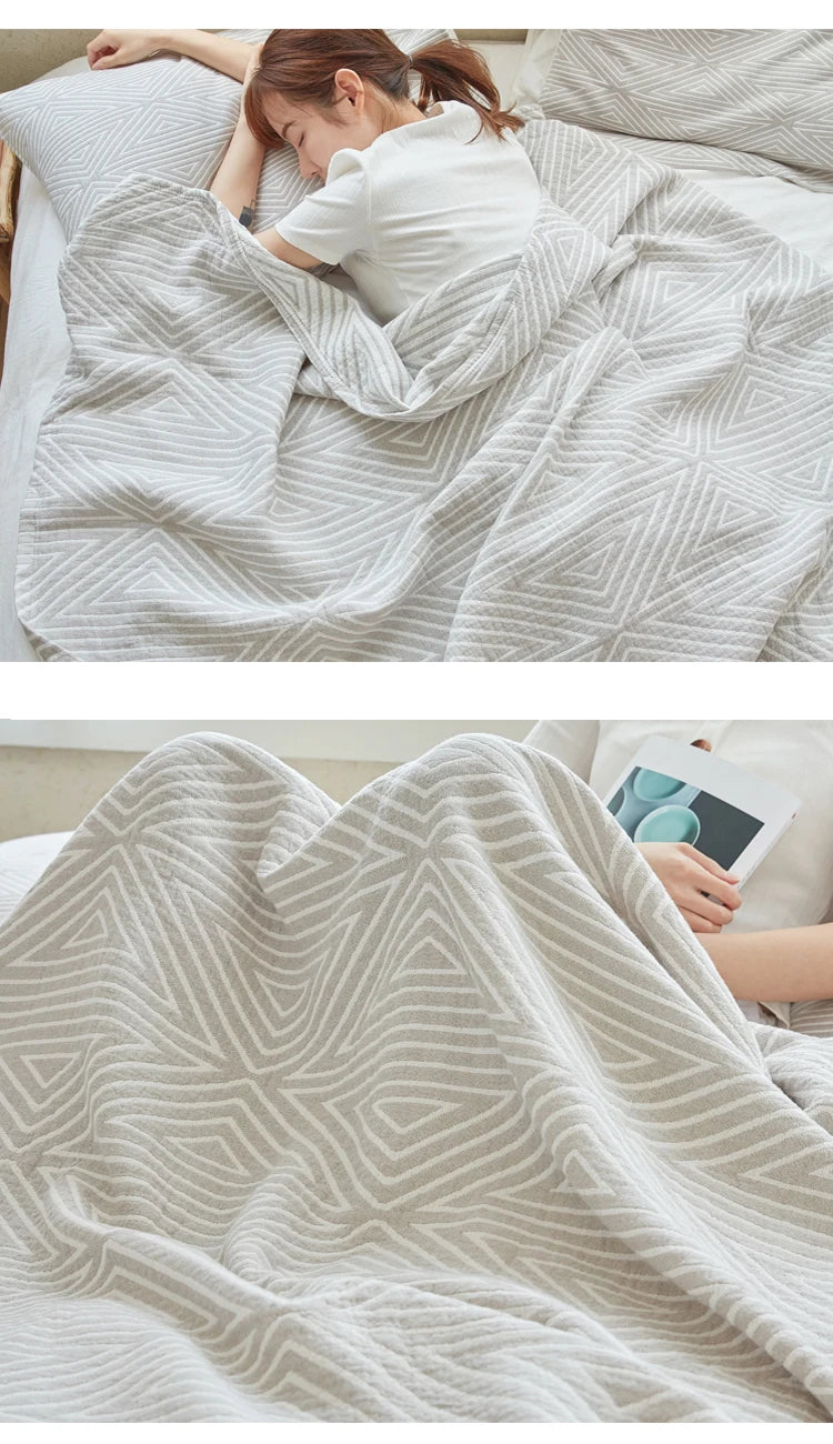 Decorative Bed Throw Blankets Scandinavian Style Muslin Gauze Bedspreads On The Beds Sofa Covers Couple Bedding Quilt 200*230cm