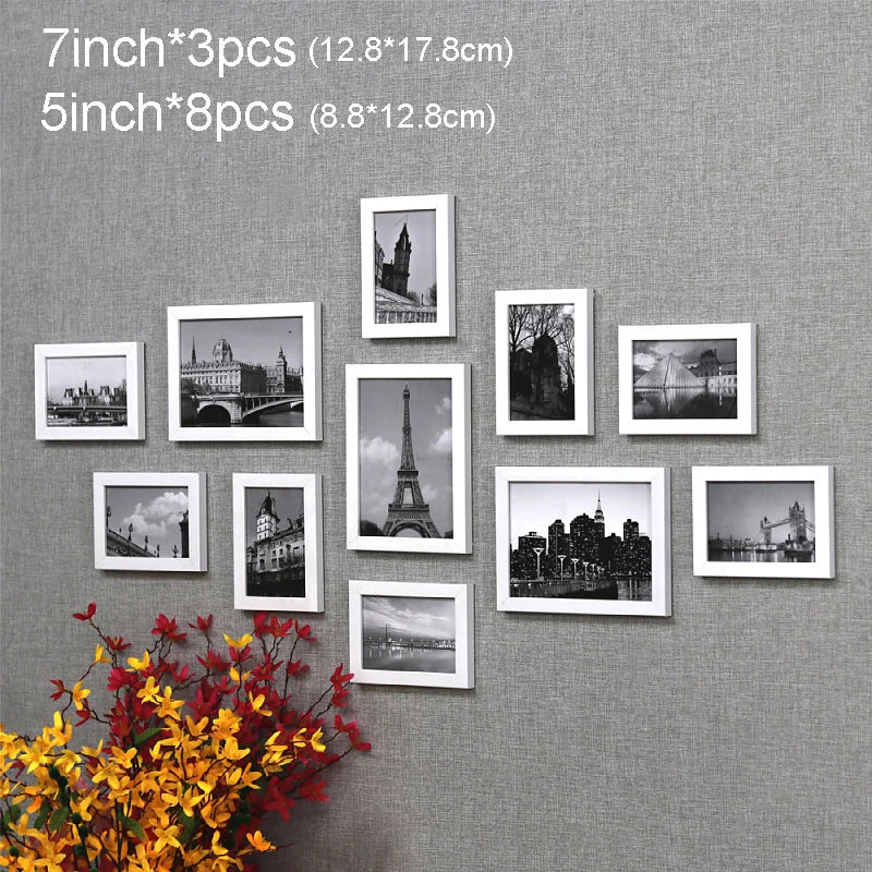 11Pcs Picture Frames Wall Photo Frame Architecture Picture Frame Set Modern Decor Living Room Home Decoration marcos de fotos