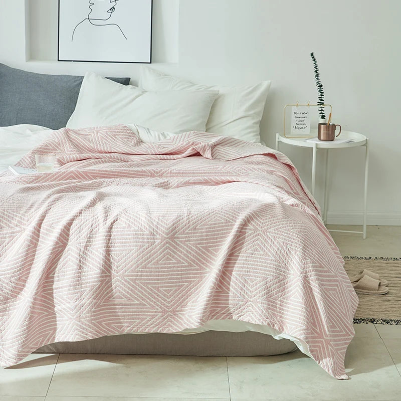 Decorative Bed Throw Blankets Scandinavian Style Muslin Gauze Bedspreads On The Beds Sofa Covers Couple Bedding Quilt 200*230cm