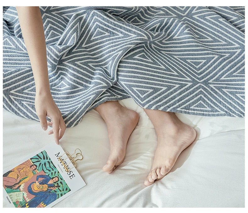 Decorative Bed Throw Blankets Scandinavian Style Muslin Gauze Bedspreads On The Beds Sofa Covers Couple Bedding Quilt 200*230cm