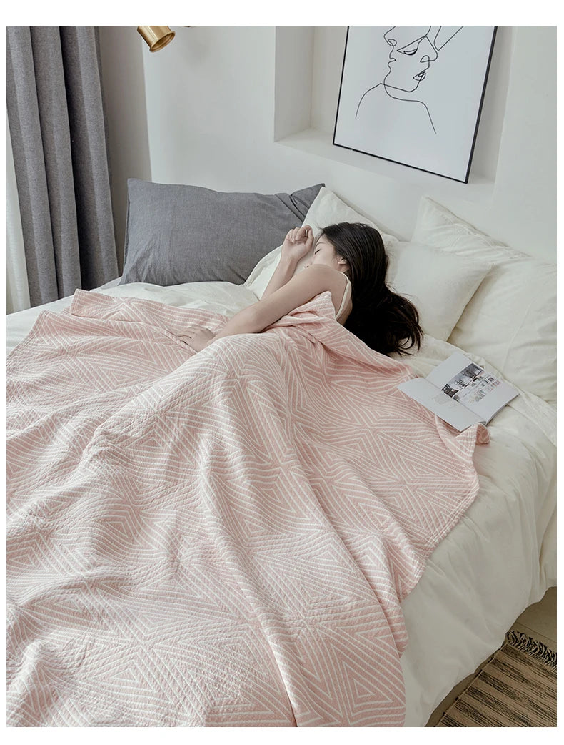 Decorative Bed Throw Blankets Scandinavian Style Muslin Gauze Bedspreads On The Beds Sofa Covers Couple Bedding Quilt 200*230cm
