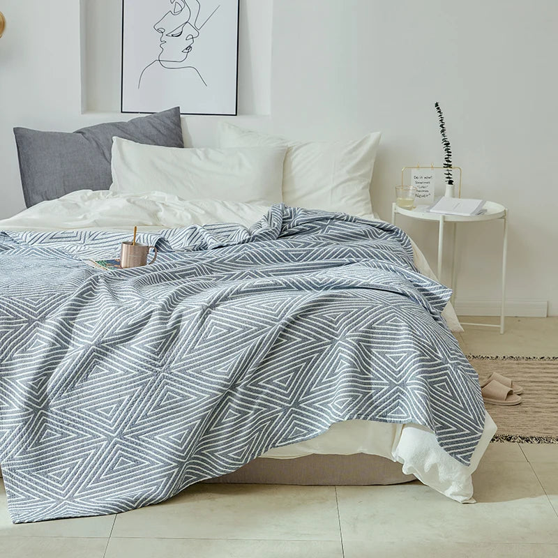 Decorative Bed Throw Blankets Scandinavian Style Muslin Gauze Bedspreads On The Beds Sofa Covers Couple Bedding Quilt 200*230cm