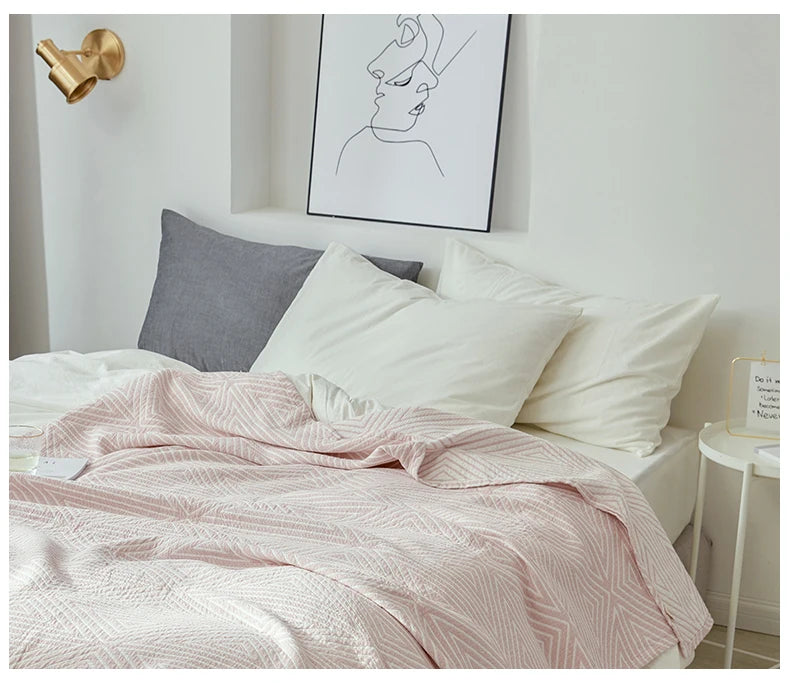 Decorative Bed Throw Blankets Scandinavian Style Muslin Gauze Bedspreads On The Beds Sofa Covers Couple Bedding Quilt 200*230cm