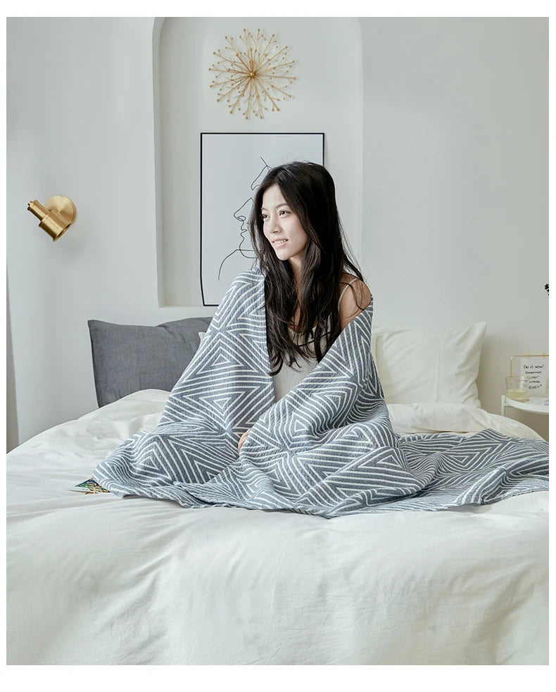 Decorative Bed Throw Blankets Scandinavian Style Muslin Gauze Bedspreads On The Beds Sofa Covers Couple Bedding Quilt 200*230cm