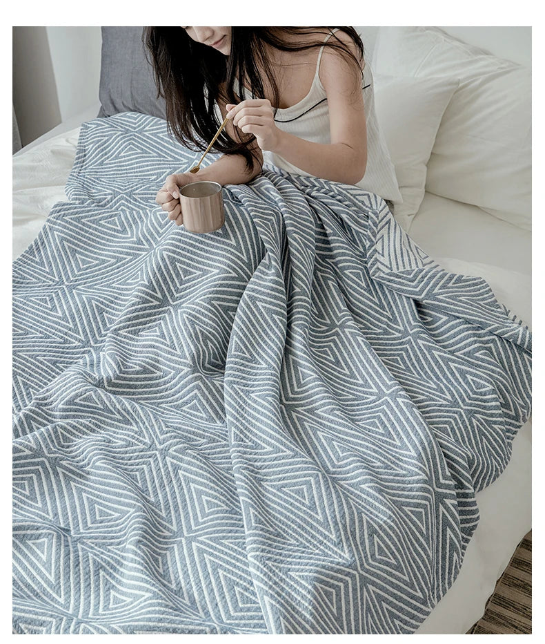 Decorative Bed Throw Blankets Scandinavian Style Muslin Gauze Bedspreads On The Beds Sofa Covers Couple Bedding Quilt 200*230cm