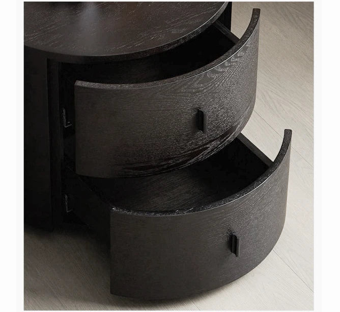 Home Furniture Italian  Simple Bedside Table Round Wood With Large Capacity Nightstand Cabinet Household Cylindrical Nightstand