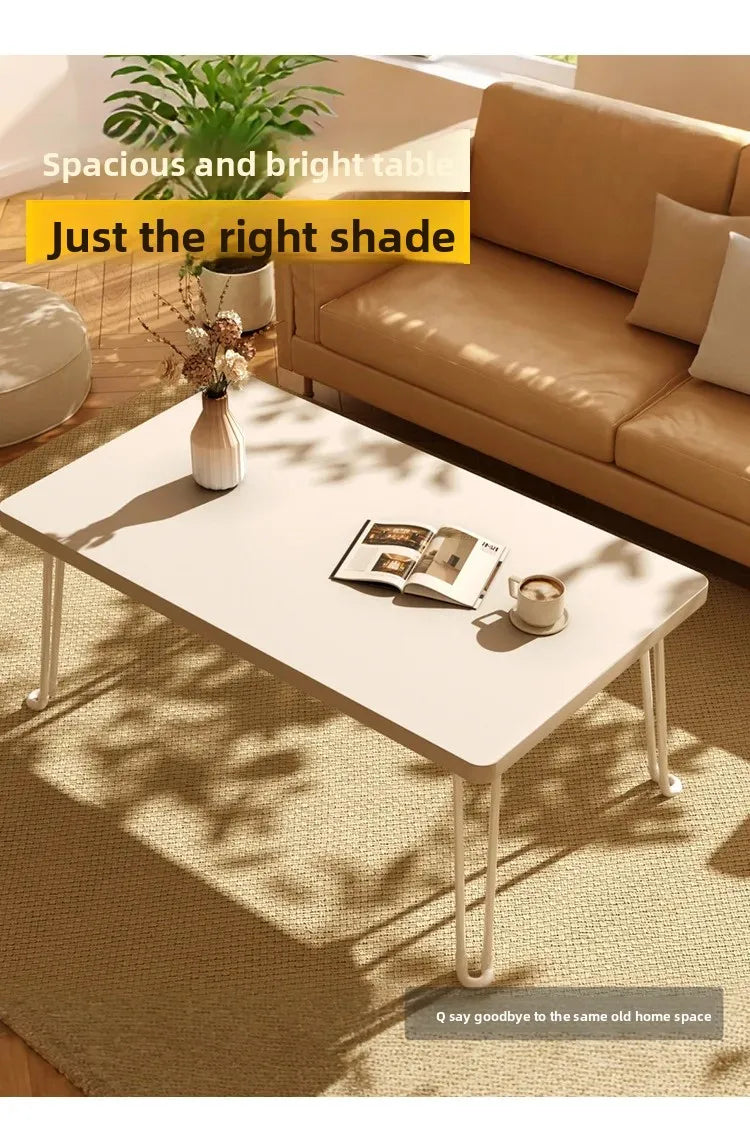 Modern Simple Foldable Dining Table Home Living Room Portable Rectangular Study Table for Small Apartment Bedroom Balcony