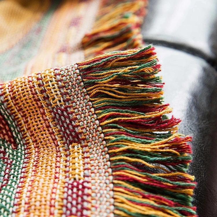 World map Cotton Bohemian Plaids Home Blanket Knitted Dustproof Sofa Cover Blanket Anti-Slip Decorative Blankets For Tea Table