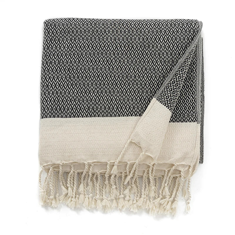 125*180CM Turkish cotton Blanket with Decorative tassels suitable for Home Bedroom Bed Sofa Picnic Travel Cover Blanket Kid