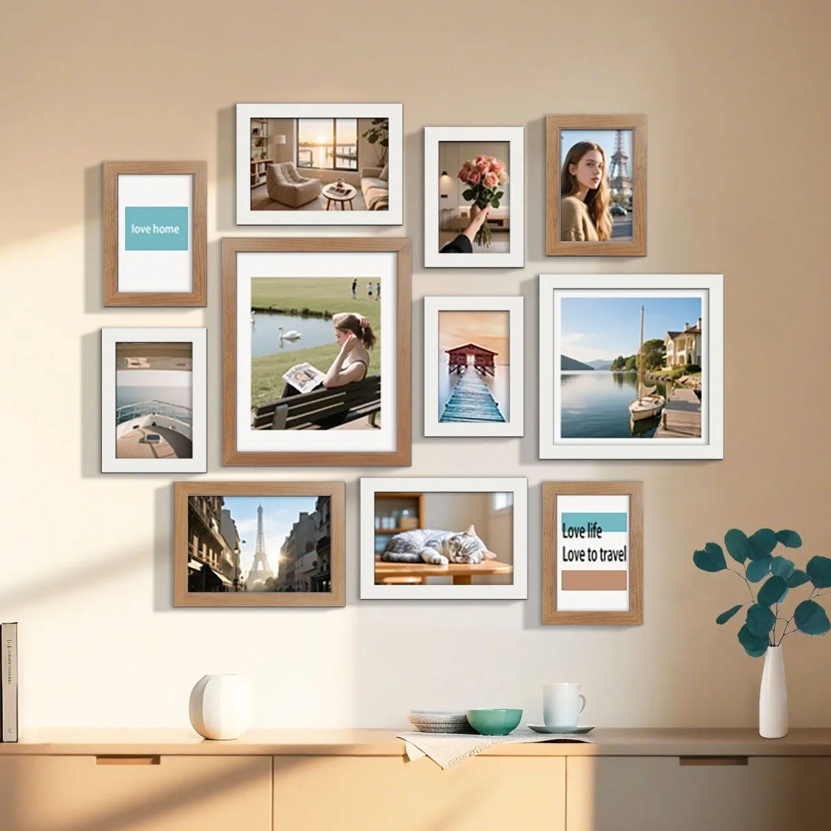 11-Pcs Multi-Size Photo Frame Set - Family Wall Decor & Gift with Layout Guide,Affordable Home Display Picture Frames For Wall