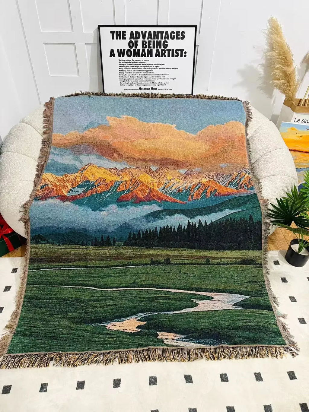 Custom blanket tapestry, Customized jacquard decorative tapestry cotton thread blanket sofa blanket office nap cover blanket