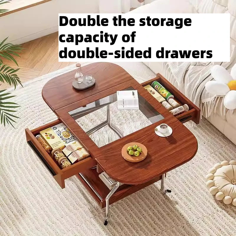 Living Room Coffee Tables Mobile Hotel Small Trolley Balcony Folding Side Table Auxiliary Lounge Center Furniture For Rooms