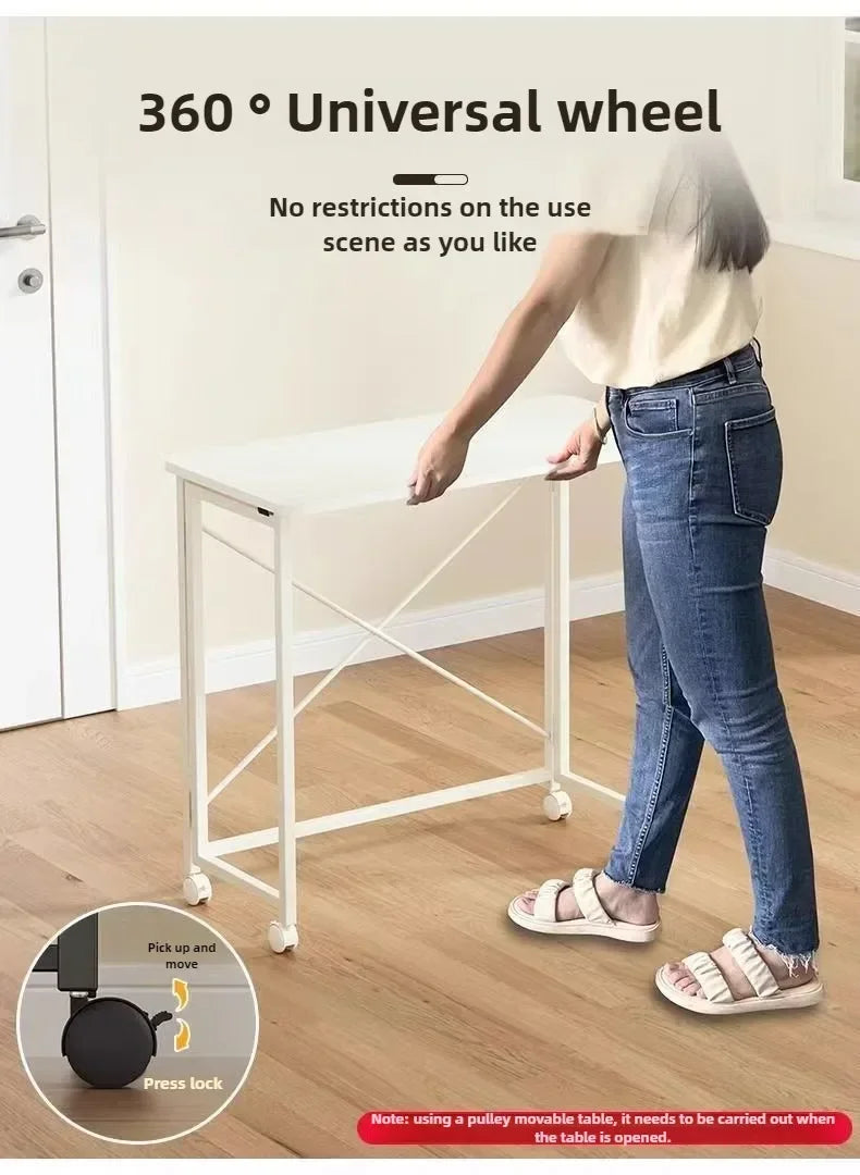 Home Foldable Table Small Portable Version No Installation Table Foldable and Movable Rectangular Space Saving Version