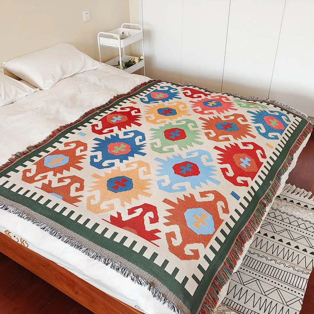 Bohemian Theme Throw Blanket for Home Decor and Outdoor Activities Bed Plaid Blankets & Throws Sofa Bedspread, Sofa cover
