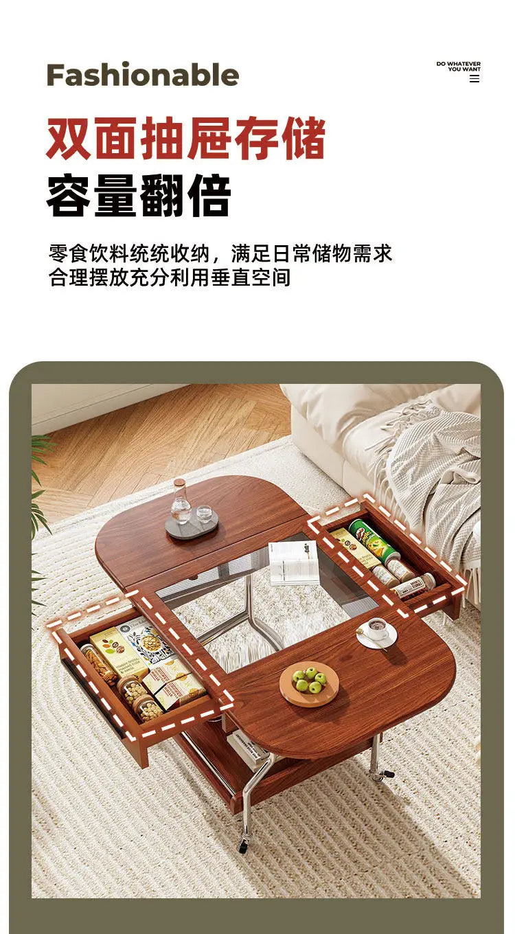 Living Room Coffee Tables Mobile Hotel Small Trolley Balcony Folding Side Table Auxiliary Lounge Center Furniture For Rooms