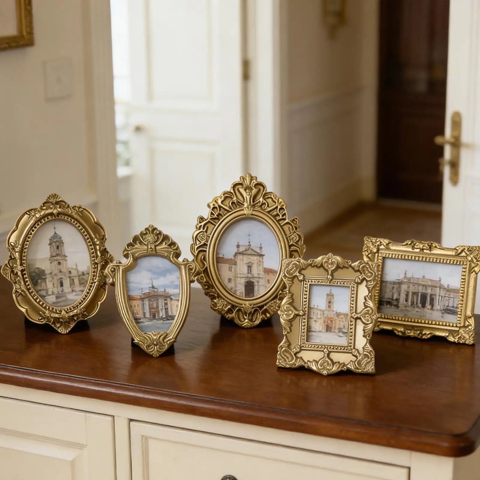Vintage Mini Picture Frames Set of 5 Resin Wall Gallery Decor Small Photo Frames for Gallery Wall Collage Cafe Wall Decorations