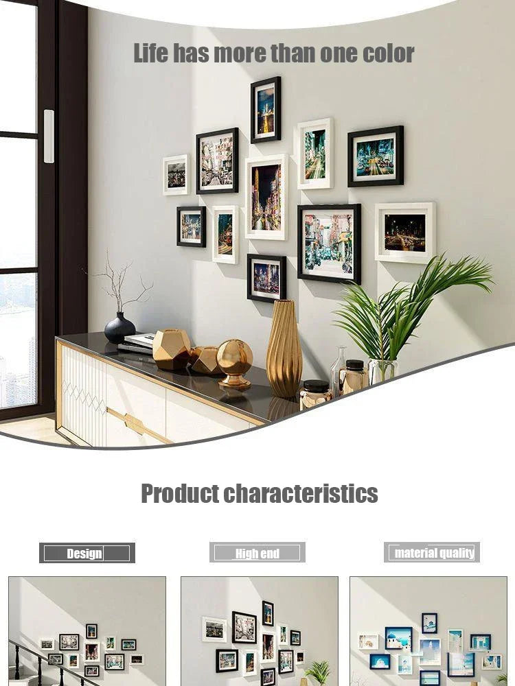 11pcs Picture Frames Photo Wall Home Decor Living Room Wall Mounted Set Pictures Frames for Restaurant Decoration