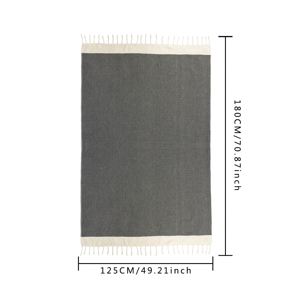 125*180CM Turkish cotton Blanket with Decorative tassels suitable for Home Bedroom Bed Sofa Picnic Travel Cover Blanket Kid