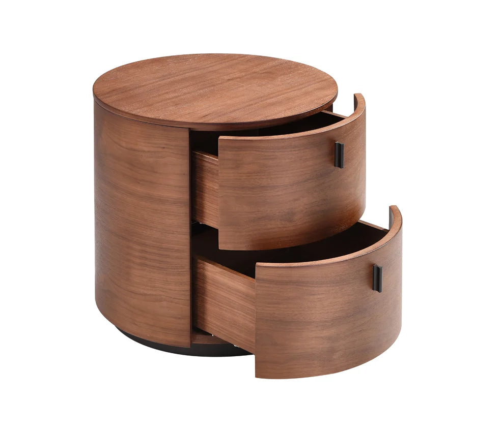 Home Furniture Italian  Simple Bedside Table Round Wood With Large Capacity Nightstand Cabinet Household Cylindrical Nightstand