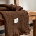 Soft Cotton Blankets Four Layers Of Gauze Sofa Cover Throw Blanket with Tassel Office home Decorative all season