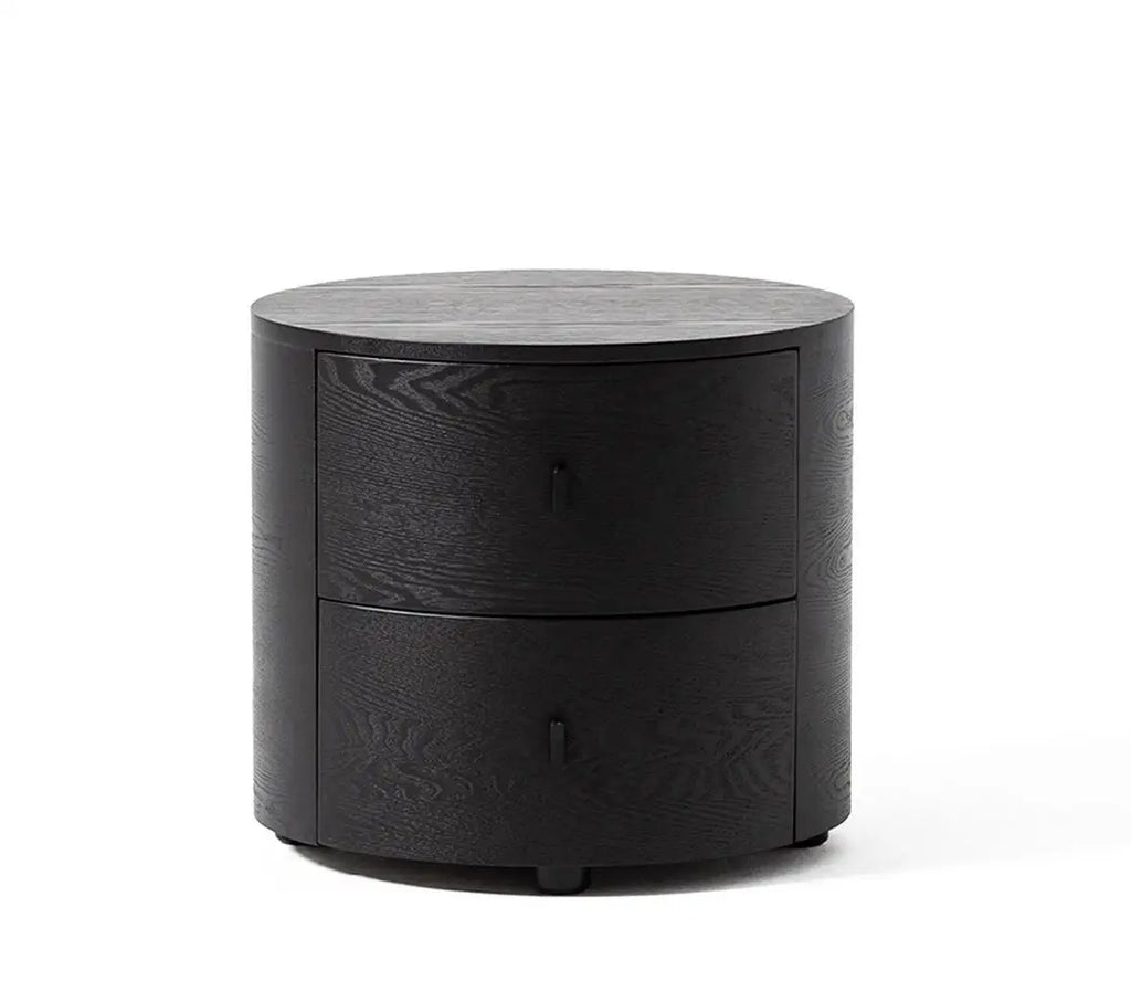 Home Furniture Italian  Simple Bedside Table Round Wood With Large Capacity Nightstand Cabinet Household Cylindrical Nightstand