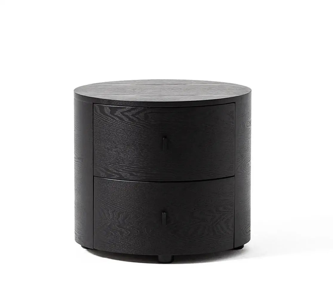 Home Furniture Italian  Simple Bedside Table Round Wood With Large Capacity Nightstand Cabinet Household Cylindrical Nightstand