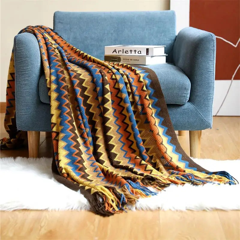 Bohemian Knitted Throw Blankets with Tassels Blankets for Bed Sofa Decorative Blanket Soft Warm Blanket Bedspread Home Decor