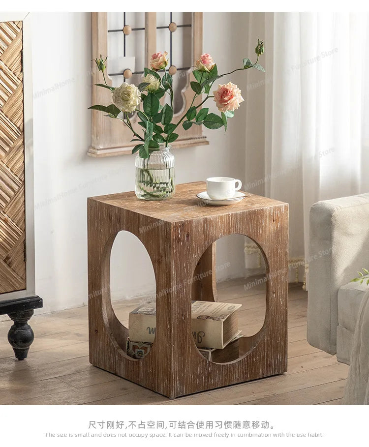 Homestay Living Room Coffee Tables Bedroom Retro Balcony Sofa Coffee Tables Cat Nest Elm Wood Furniture Cajonera MHCJ