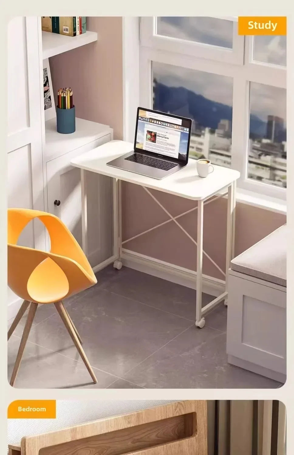 Home Foldable Table Small Portable Version No Installation Table Foldable and Movable Rectangular Space Saving Version