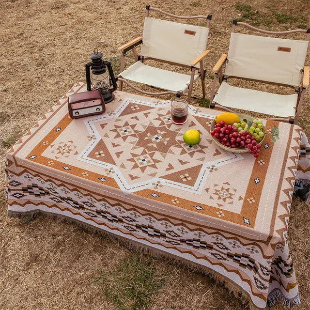 World map Cotton Bohemian Plaids Home Blanket Knitted Dustproof Sofa Cover Blanket Anti-Slip Decorative Blankets For Tea Table