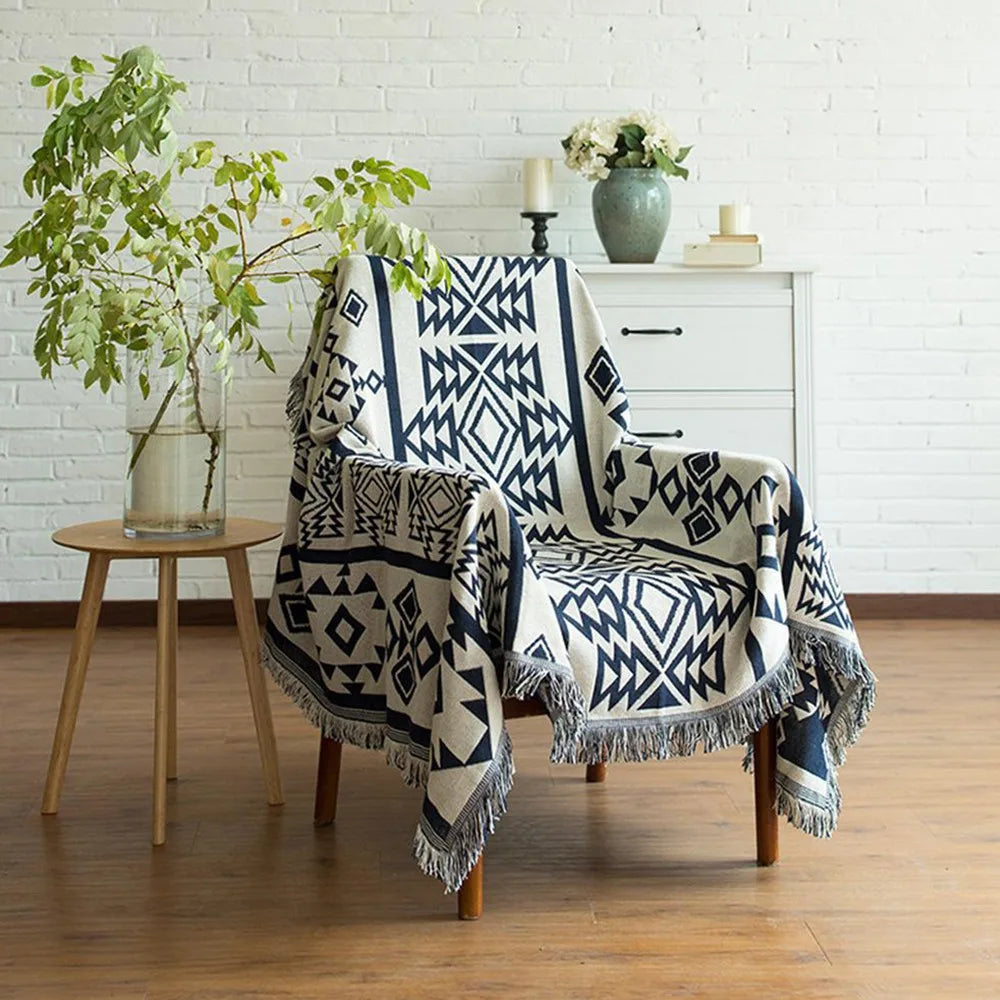 90x90cm Bohemian Plaid Blanket with Tassel for Sofa Bed Decorative Blankets Cotton Sofa Cover Throw Blanket