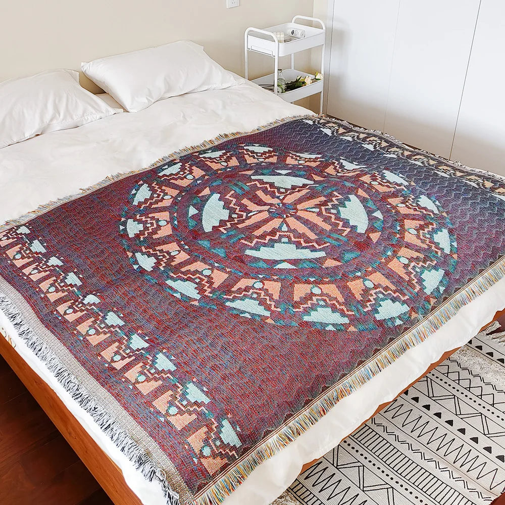 Bohemian Theme Throw Blanket for Home Decor and Outdoor Activities Bed Plaid Blankets & Throws Sofa Bedspread, Sofa cover