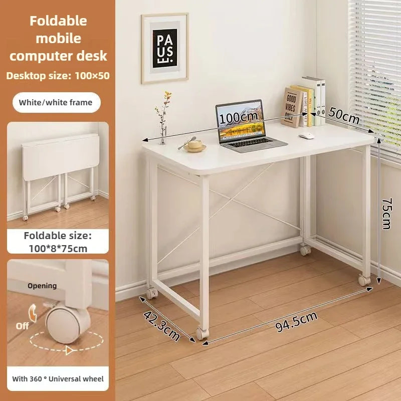 Home Foldable Table Small Portable Version No Installation Table Foldable and Movable Rectangular Space Saving Version