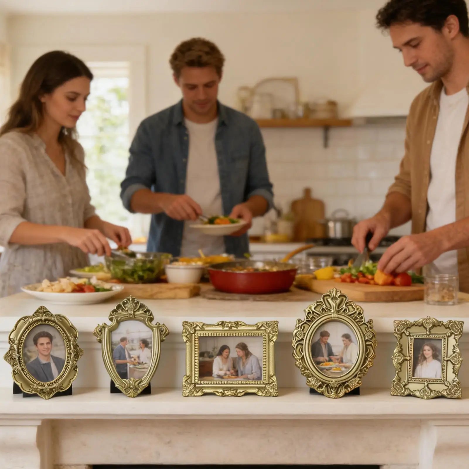 Vintage Mini Picture Frames Set of 5 Resin Wall Gallery Decor Small Photo Frames for Gallery Wall Collage Cafe Wall Decorations