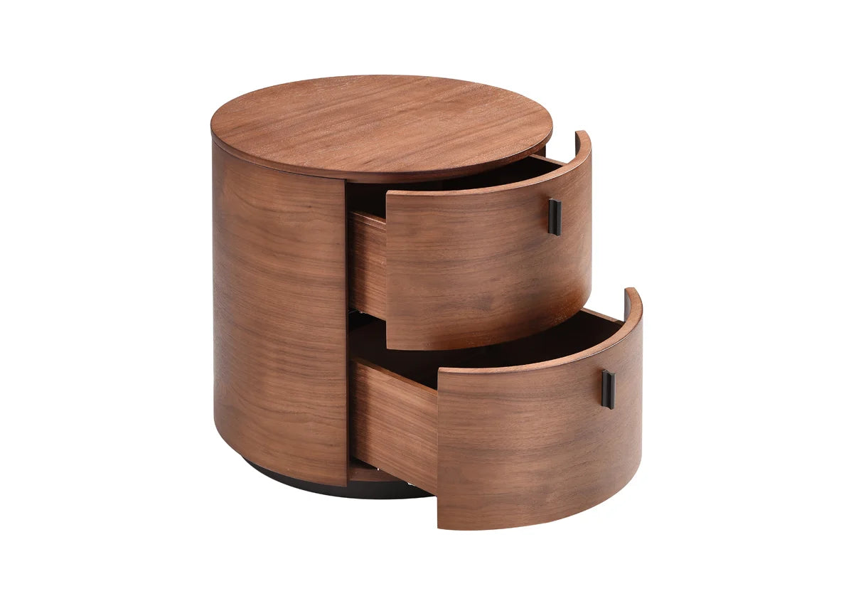 Home Furniture Italian  Simple Bedside Table Round Wood With Large Capacity Nightstand Cabinet Household Cylindrical Nightstand