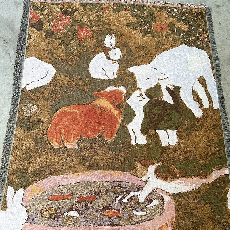 Art Tapestry Sofa Blanket Home Decor Camping Hanging Blanket Moe Garden Collection Decorative Carpet