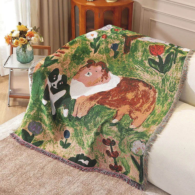 Art Tapestry Sofa Blanket Home Decor Camping Hanging Blanket Moe Garden Collection Decorative Carpet