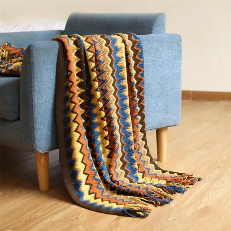 Bohemian Knitted Throw Blankets with Tassels Blankets for Bed Sofa Decorative Blanket Soft Warm Blanket Bedspread Home Decor