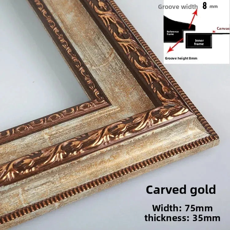 Elegant Luxury Frame European Art Gallery Antique Gravel Poster Frame Picture Vintage Wall Panels Cadre Photo Mural Home Decor