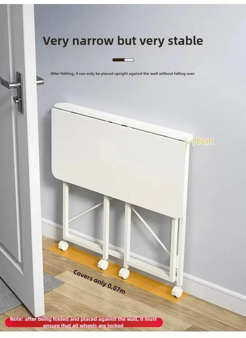 Home Foldable Table Small Portable Version No Installation Table Foldable and Movable Rectangular Space Saving Version