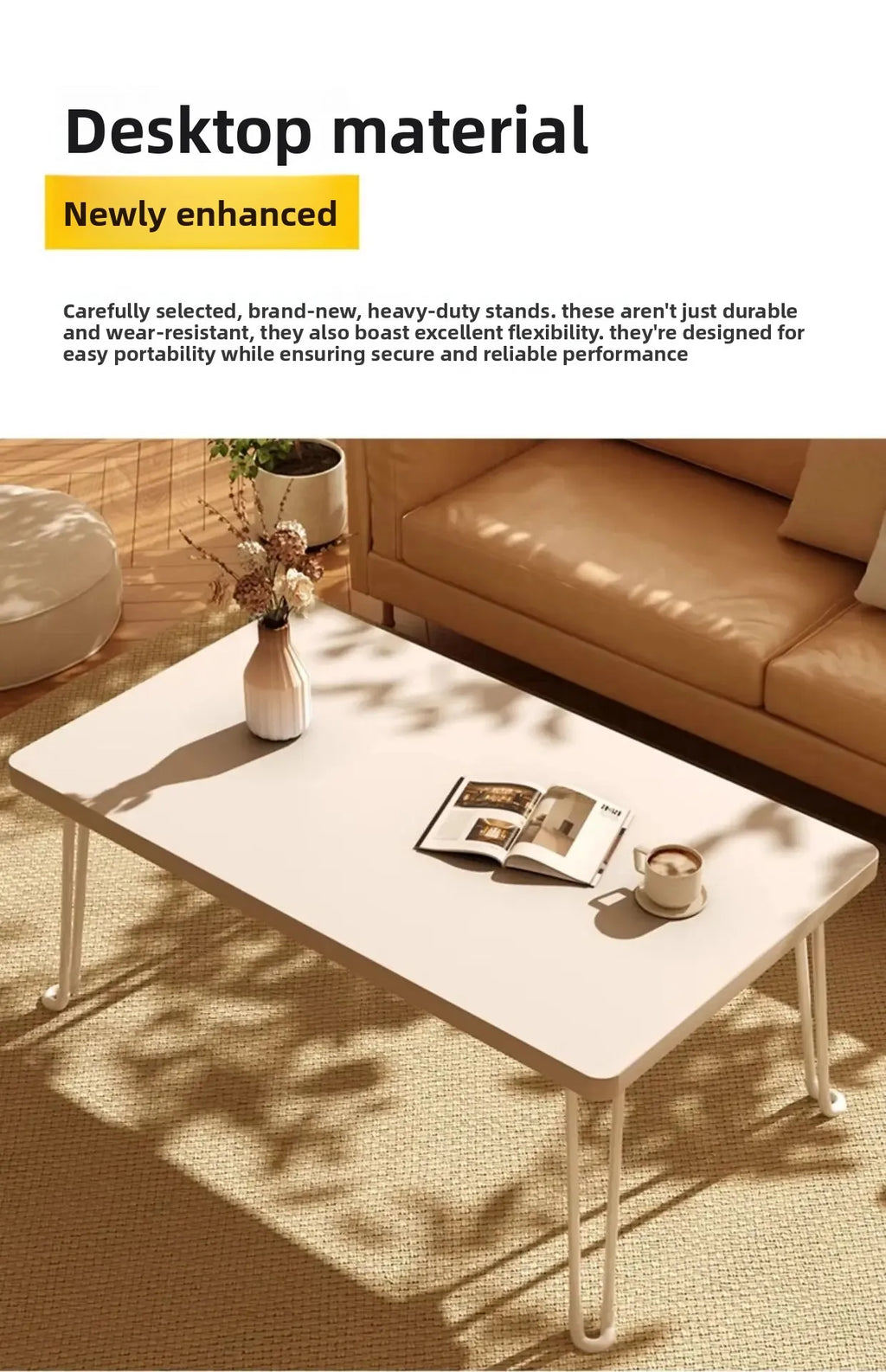 Modern Simple Foldable Dining Table Home Living Room Portable Rectangular Study Table for Small Apartment Bedroom Balcony