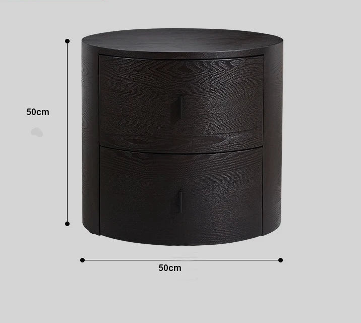 Home Furniture Italian  Simple Bedside Table Round Wood With Large Capacity Nightstand Cabinet Household Cylindrical Nightstand