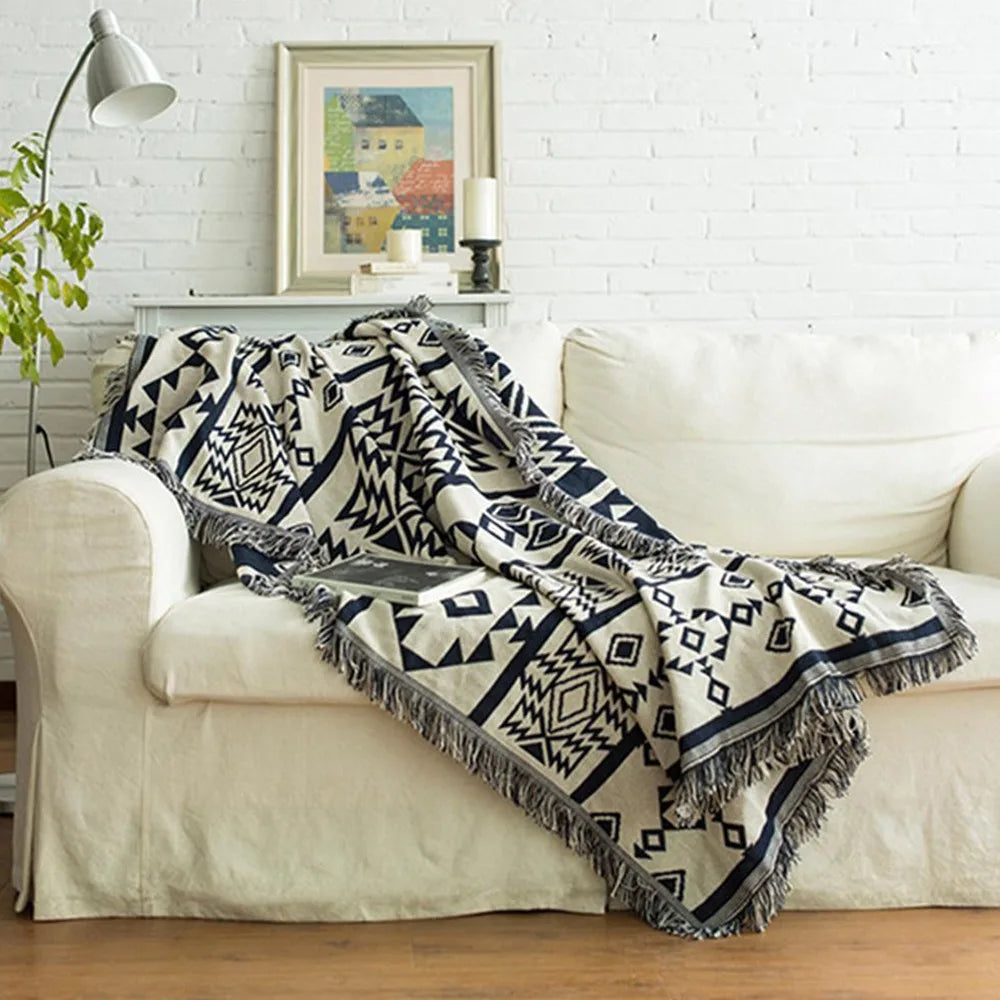 90x90cm Bohemian Plaid Blanket with Tassel for Sofa Bed Decorative Blankets Cotton Sofa Cover Throw Blanket