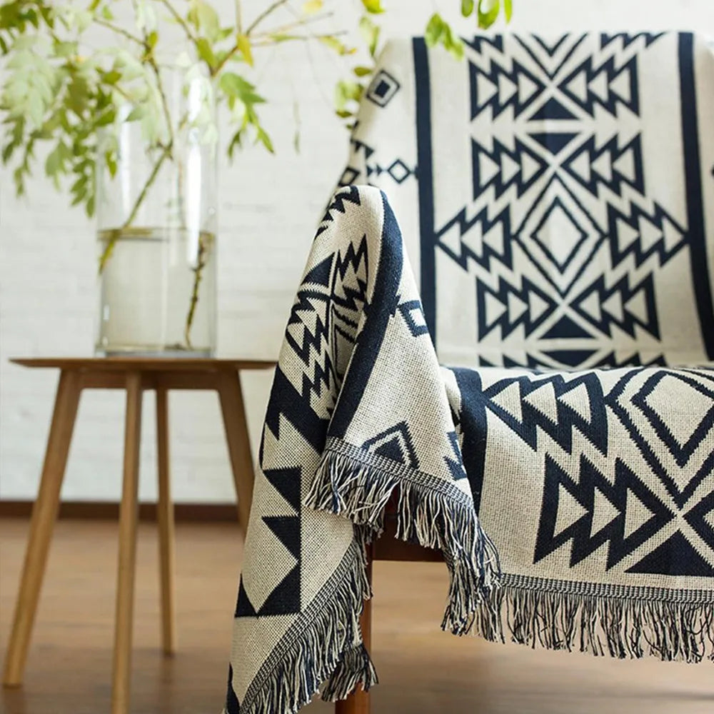 90x90cm Bohemian Plaid Blanket with Tassel for Sofa Bed Decorative Blankets Cotton Sofa Cover Throw Blanket