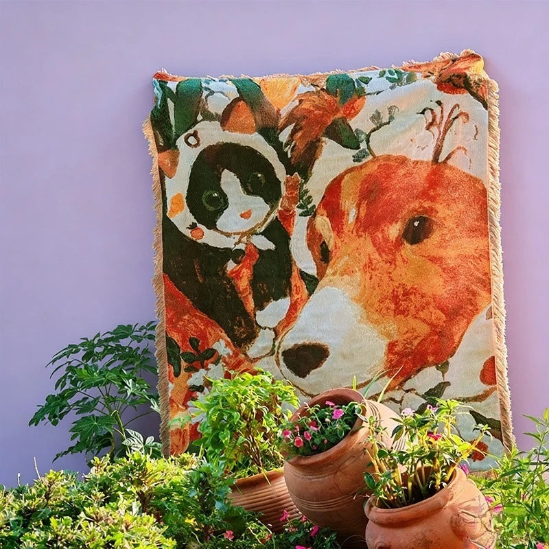 Art Tapestry Sofa Blanket Home Decor Camping Hanging Blanket Moe Garden Collection Decorative Carpet