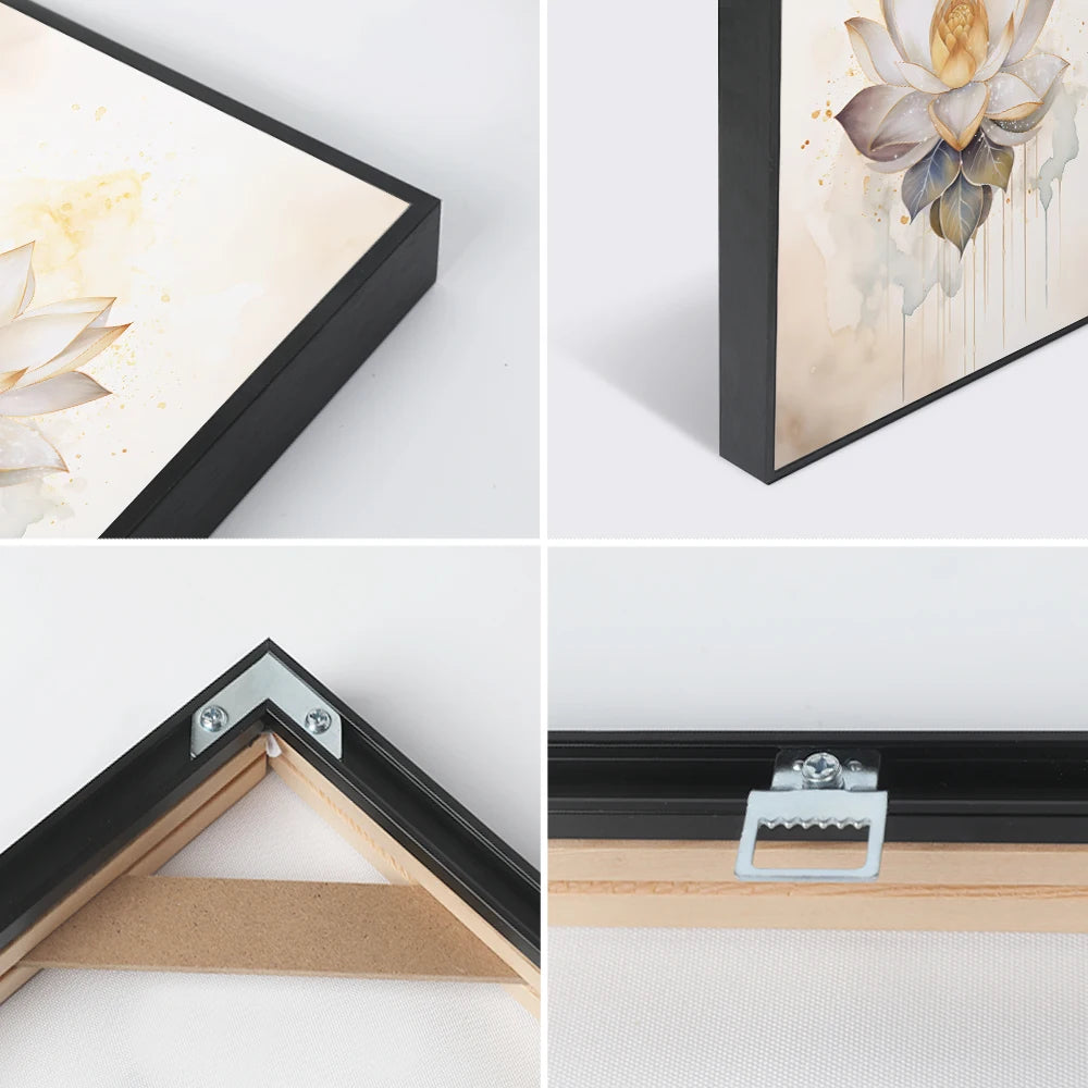 Customized DIY Frame Set in 8 Colors Golden Black Metal Aluminum Frame & Wooden Inner Frame Canvas Poster for Gallery Home Decor