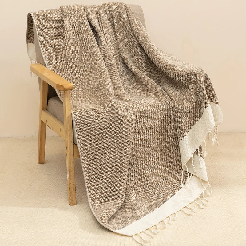 125*180CM Turkish cotton Blanket with Decorative tassels suitable for Home Bedroom Bed Sofa Picnic Travel Cover Blanket Kid