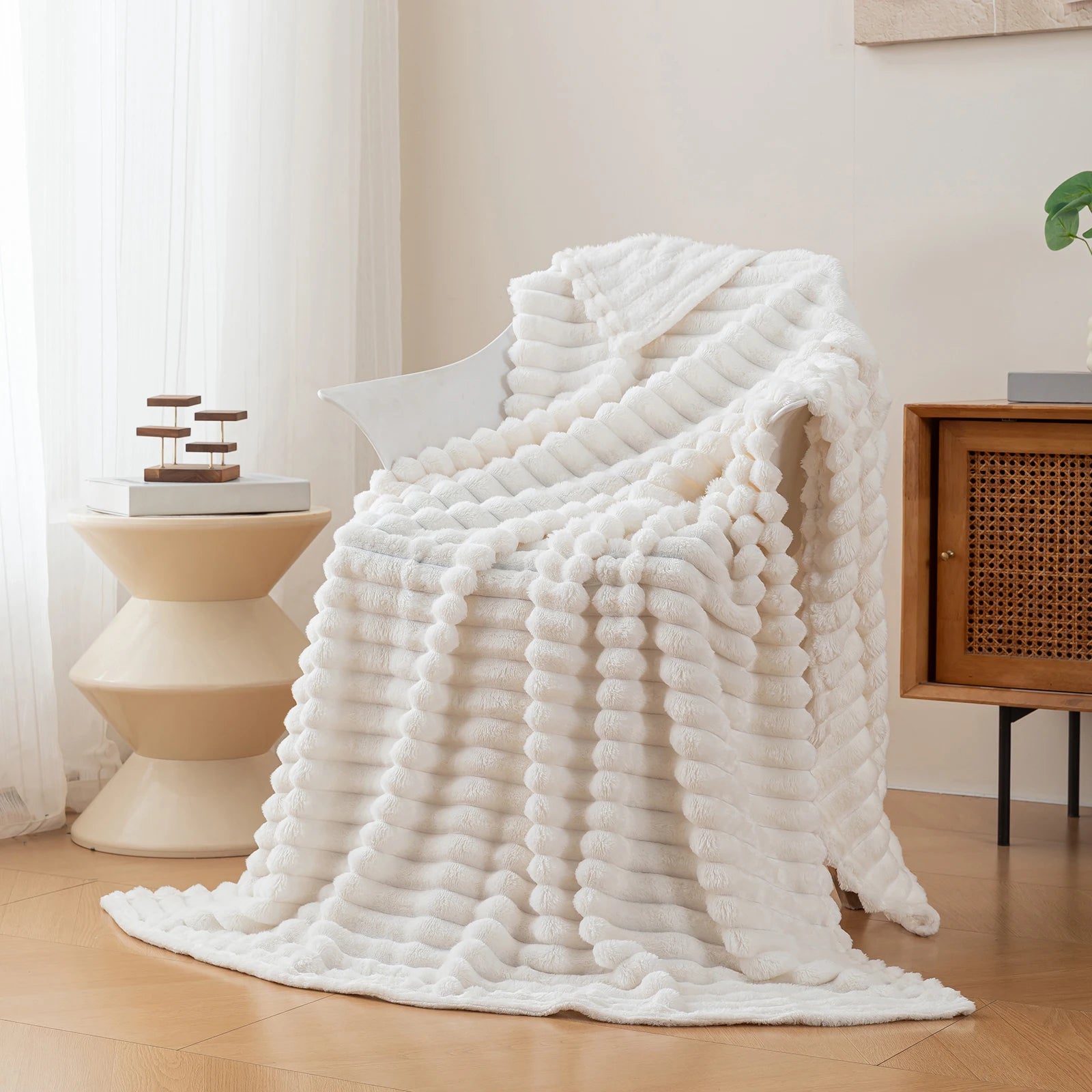 1pc striped flannel blanket - soft, comfortable, multifunctional sofa decorative cover blanket, available in multiple colors