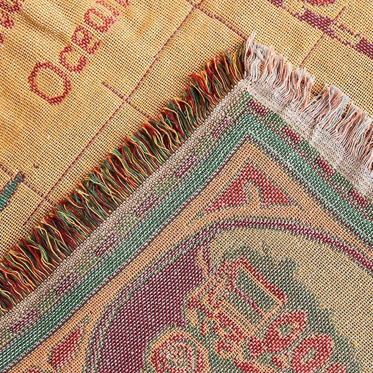 World map Cotton Bohemian Plaids Home Blanket Knitted Dustproof Sofa Cover Blanket Anti-Slip Decorative Blankets For Tea Table